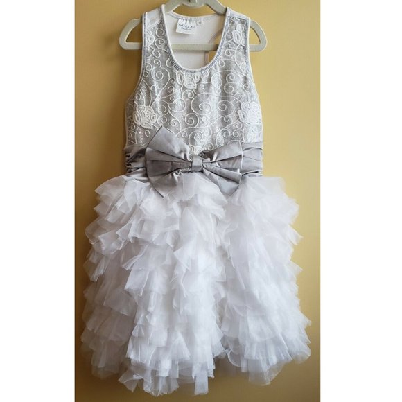 OOH LA LA COUTURE TULLE DRESS - WHITE GRAY SIZE 10 - Picture 4 of 5
